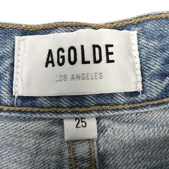 AGOLDE Criss Cross Crossover Suburbia High Rise Denim Straight Leg Jeans Size 25 - Picture 7 of 12